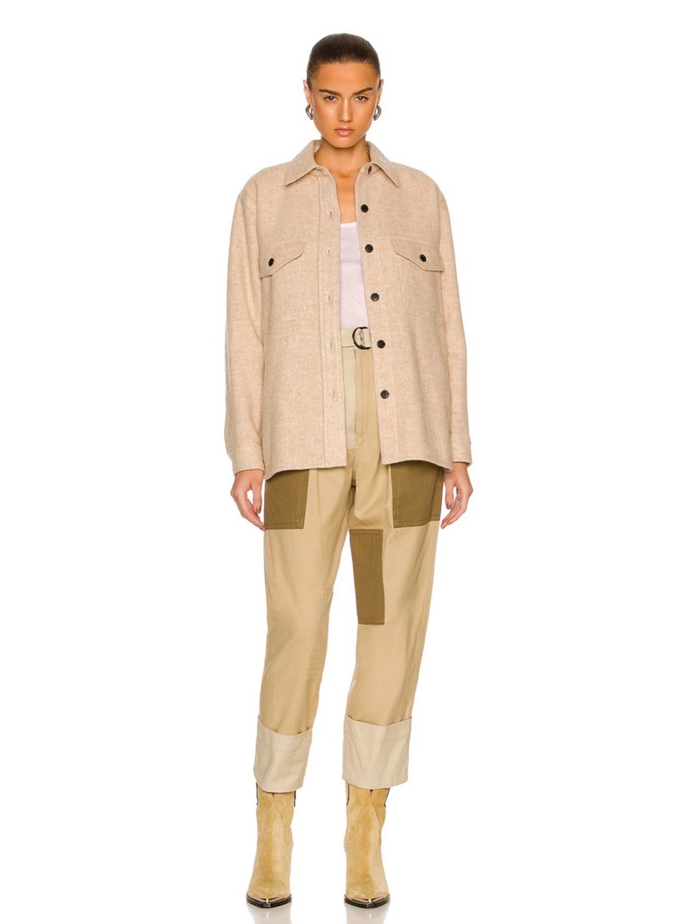 Isabel Marant Étoile Keyega cotton linen Vintage-Inspired barrel two-Tone Pant